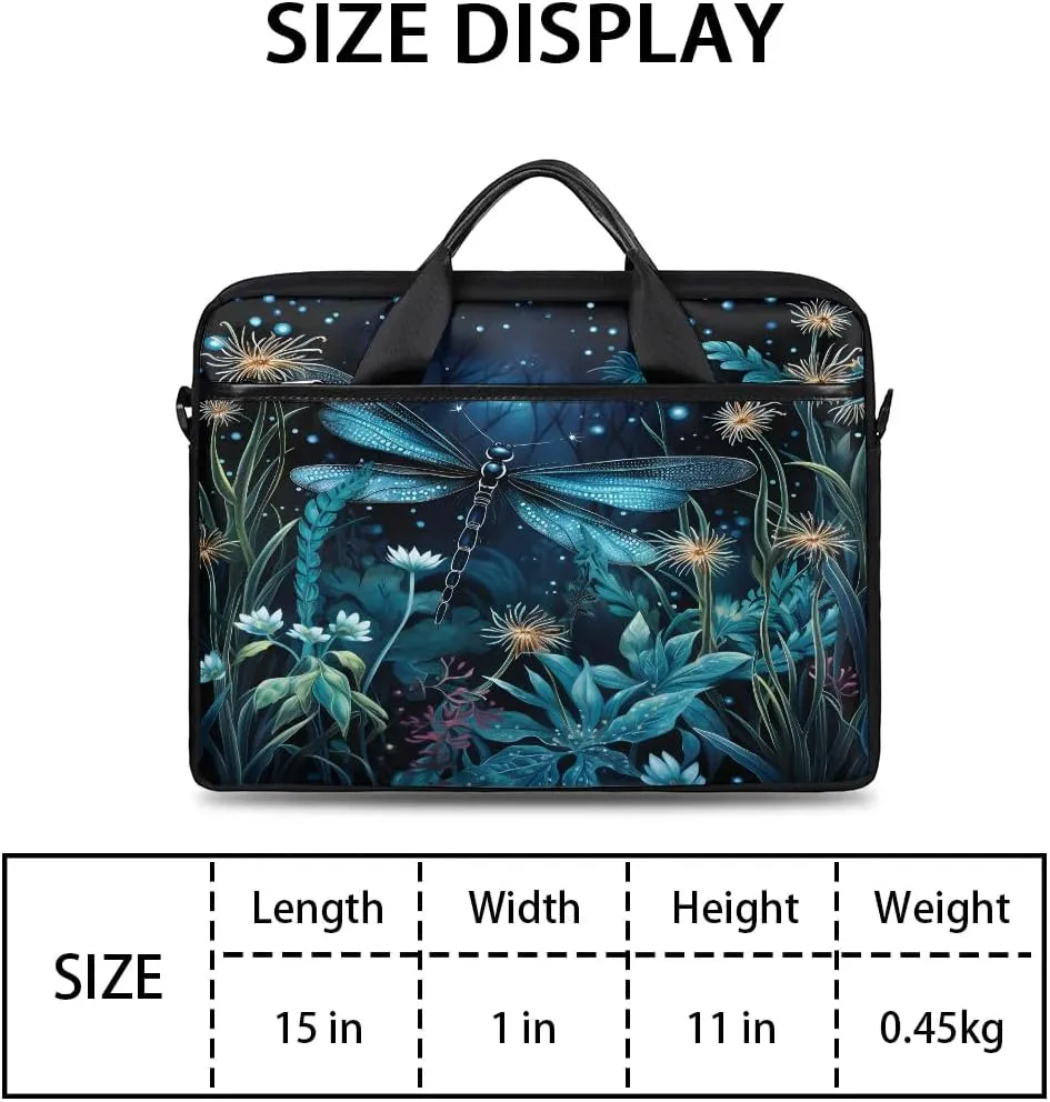 Boho Dragonflies Flowers 15 Inch Laptop Bag Laptop Shoulder Bag Computer Cases for Laptops or Tablets