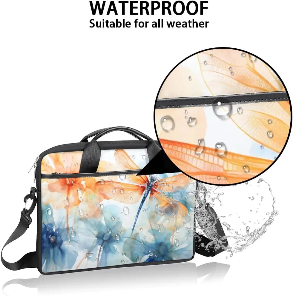 Boho Dragonflies Flowers 15 Inch Laptop Bag Laptop Shoulder Bag Computer Cases for Laptops or Tablets