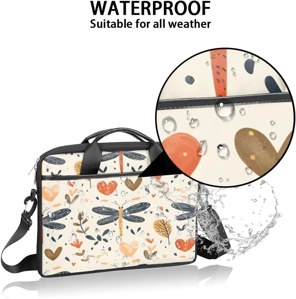 Boho Dragonflies Flowers 15 Inch Laptop Bag Laptop Shoulder Bag Computer Cases for Laptops or Tablets