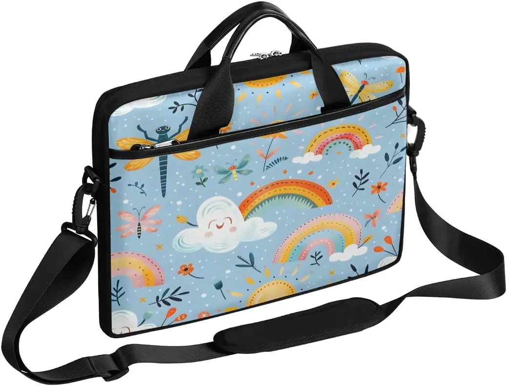 Boho Dragonflies Flowers 15 Inch Laptop Bag Laptop Shoulder Bag Computer Cases for Laptops or Tablets