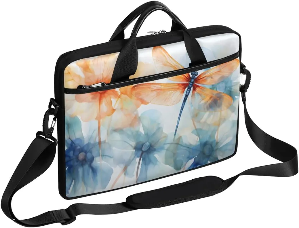 Boho Dragonflies Flowers 15 Inch Laptop Bag Laptop Shoulder Bag Computer Cases for Laptops or Tablets