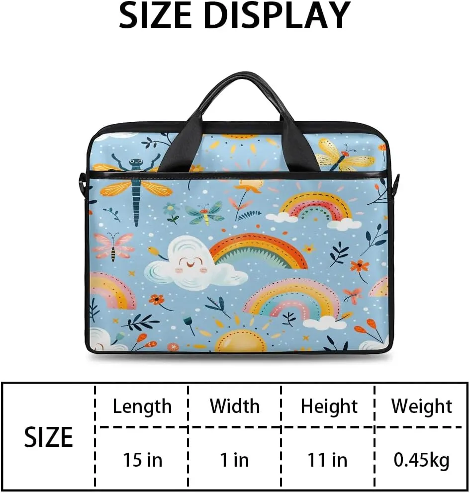Boho Dragonflies Flowers 15 Inch Laptop Bag Laptop Shoulder Bag Computer Cases for Laptops or Tablets