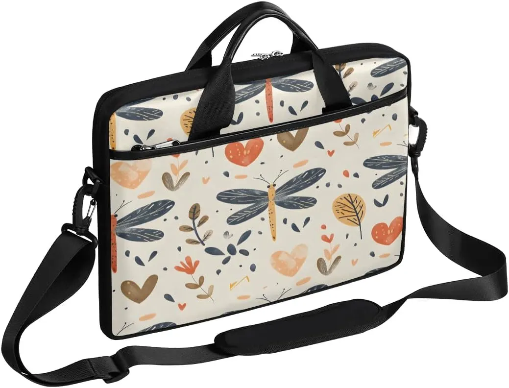 Boho Dragonflies Flowers 15 Inch Laptop Bag Laptop Shoulder Bag Computer Cases for Laptops or Tablets