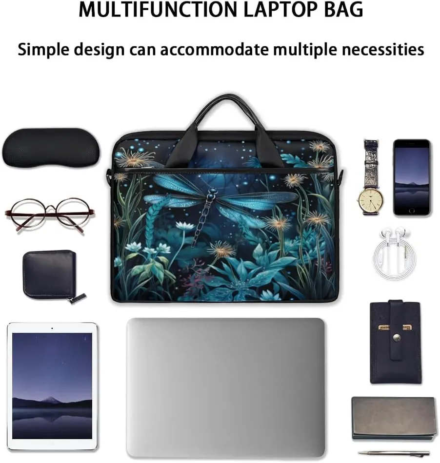 Boho Dragonflies Flowers 15 Inch Laptop Bag Laptop Shoulder Bag Computer Cases for Laptops or Tablets