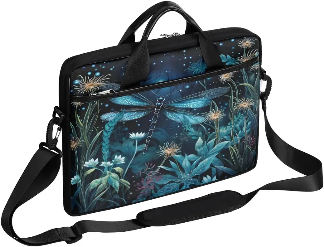 Boho Dragonflies Flowers 15 Inch Laptop Bag Laptop Shoulder Bag Computer Cases for Laptops or Tablets