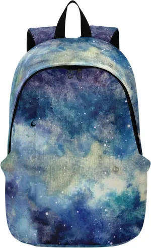 Bolaz Laptop Backpack Purse for Women Men-Starry Sky Blue Nebula Yellow Shine， Travel Bag Casual Daypack with Compartment & Multiple Pockets Business Backpack