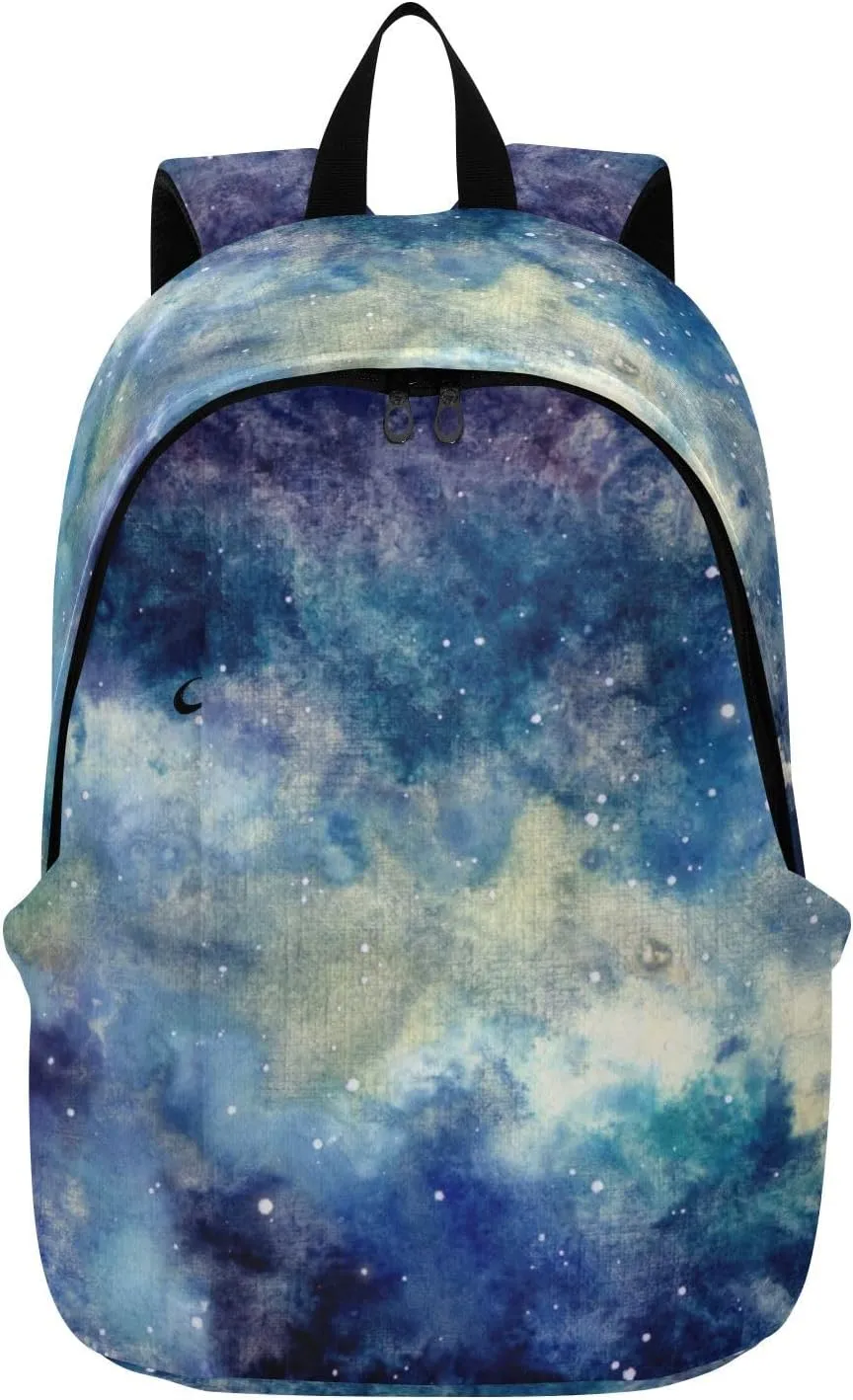 Bolaz Laptop Backpack Purse for Women Men-Starry Sky Blue Nebula Yellow Shine， Travel Bag Casual Daypack with Compartment & Multiple Pockets Business Backpack