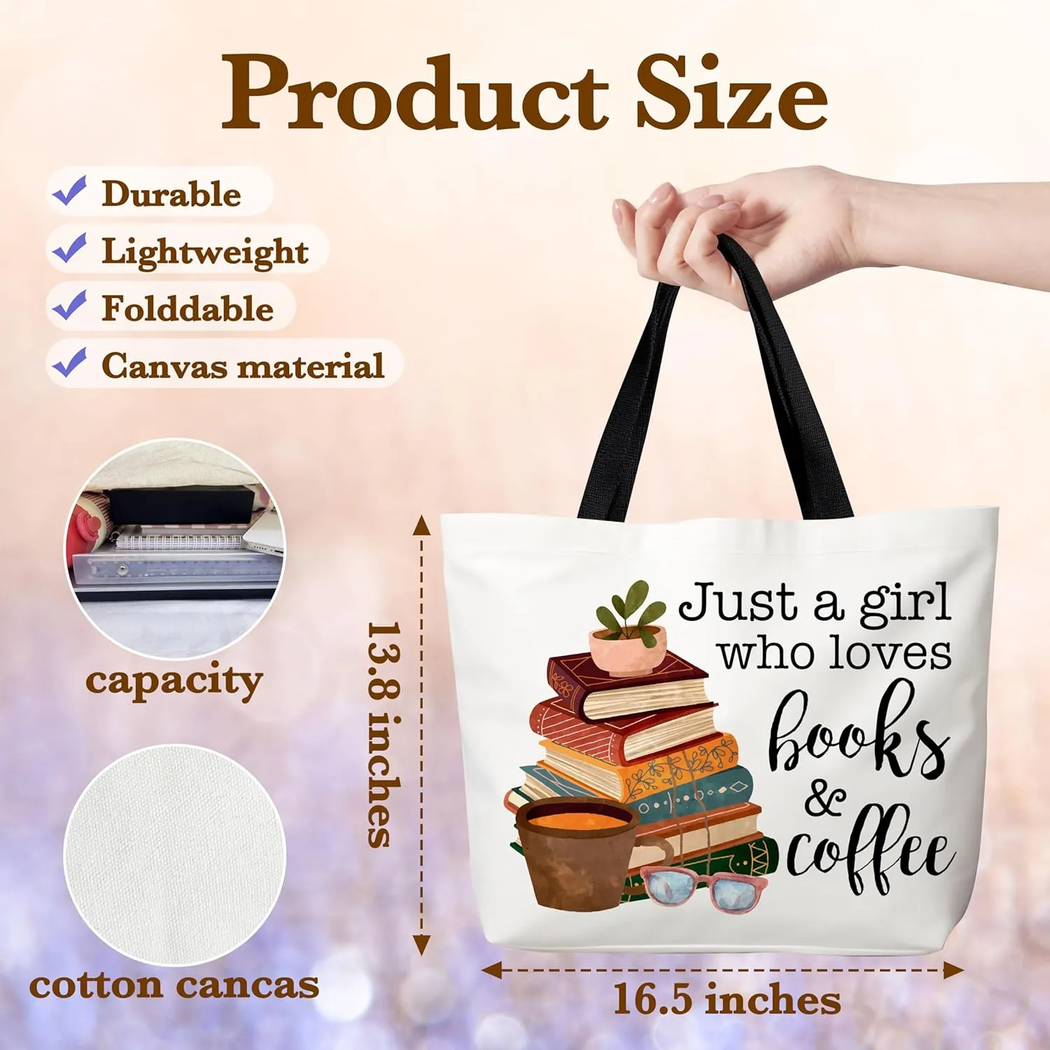 Book Lover Gifts, Reusable Grocery Bag,Gifts For Women Friends Girls Reader Bookish Bookworm Librarian Book Nerd