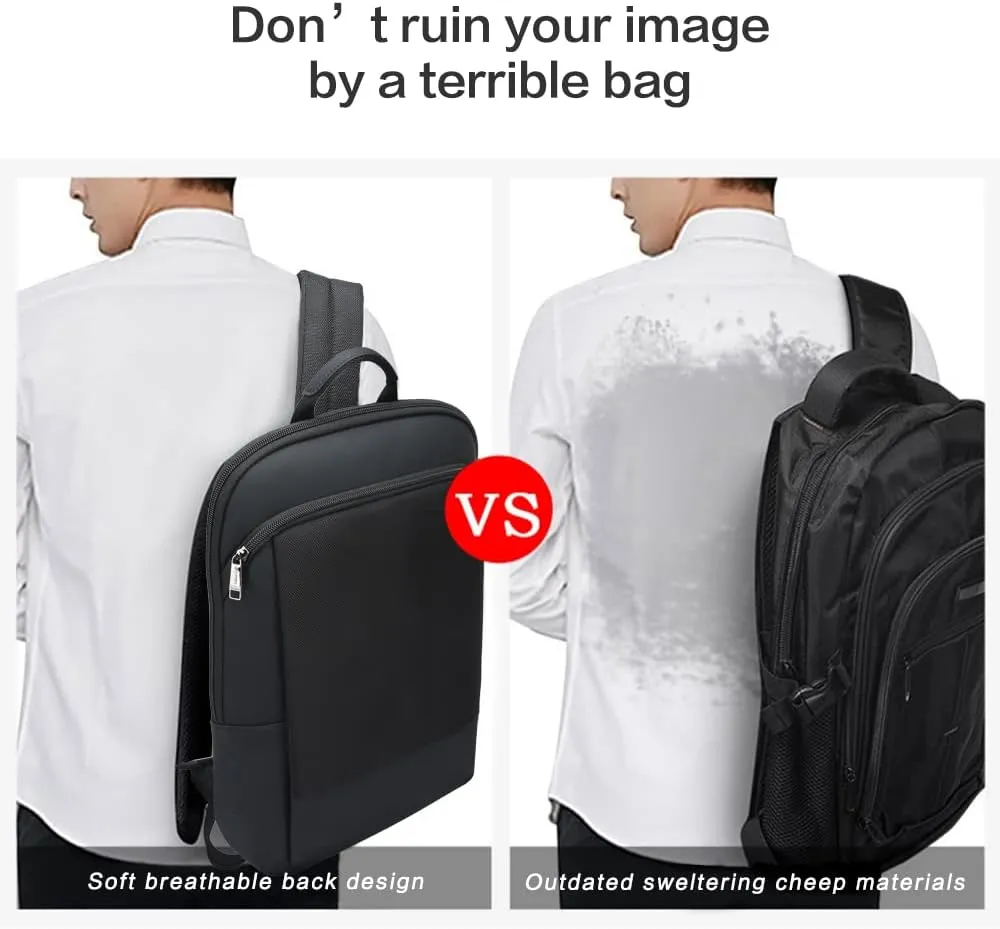 BOPai 15 inch Super Slim Laptop Backpack Men Anti Theft Waterproof Backpack Light Smart Business Computer Backpack Casual Daypack Black