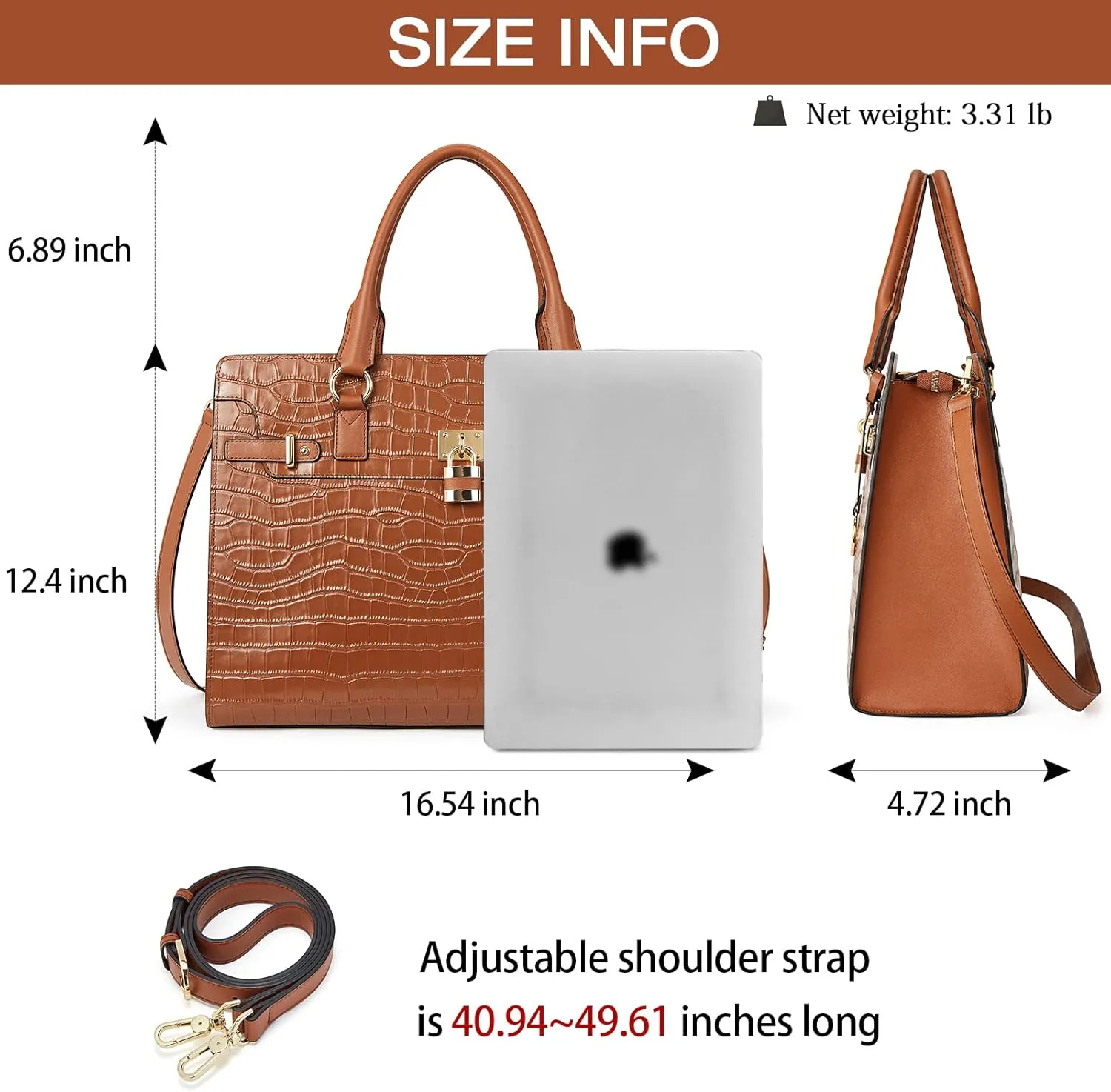 BOSTANTEN Briefcase for Women 15.6 inch Leather Laptop Bag Vintage Slim Lawyer Business Bag Stylish Work Purse