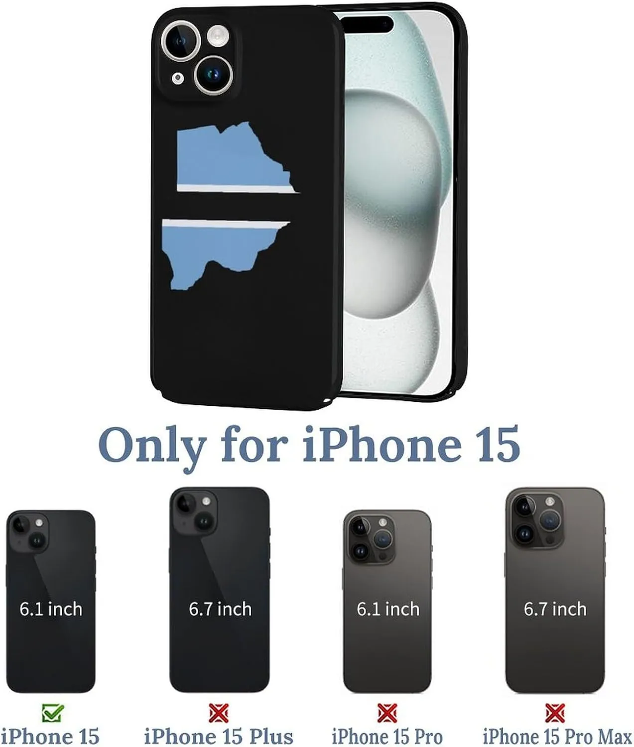 Botswana Flag Map Shockproof Scratch PC Phone Cover Compatible with iPhone 15 Plus Pro Pro Max Slim Case