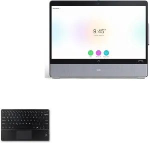 BoxWave Keyboard Compatible with Cisco Webex Desk Pro - SlimKeys Bluetooth Keyboard with Trackpad, Portable Slim TouchPad - Jet Black