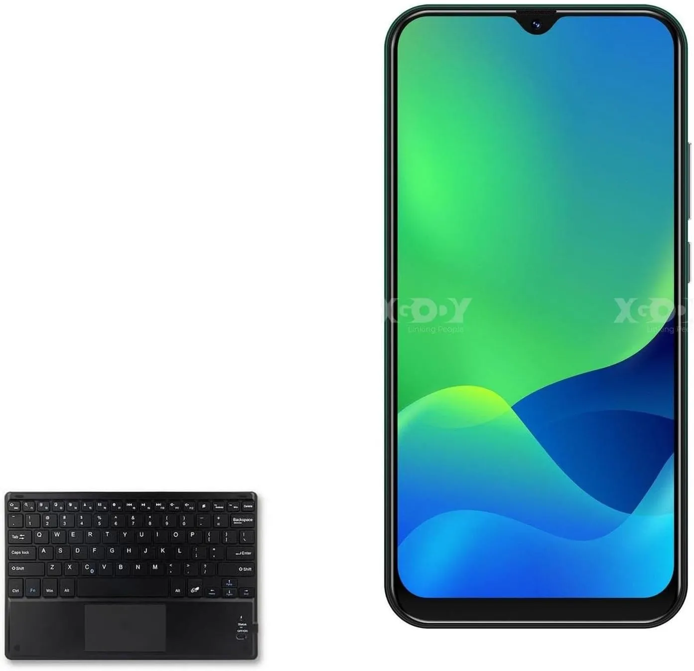 BoxWave Keyboard Compatible with Xgody K30S - SlimKeys Bluetooth Keyboard with Trackpad, Portable Slim TouchPad - Jet Black