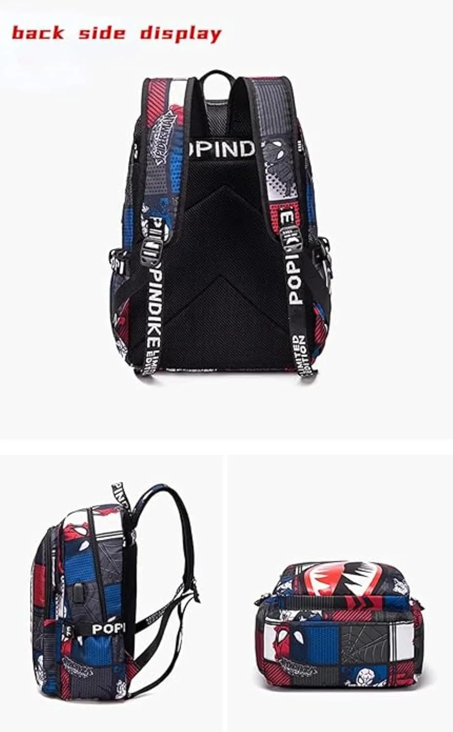Boys Girls Teenager Laptop Backpack Casual Waterproof Laptop Backpack with USB (Printed Blue,One size)