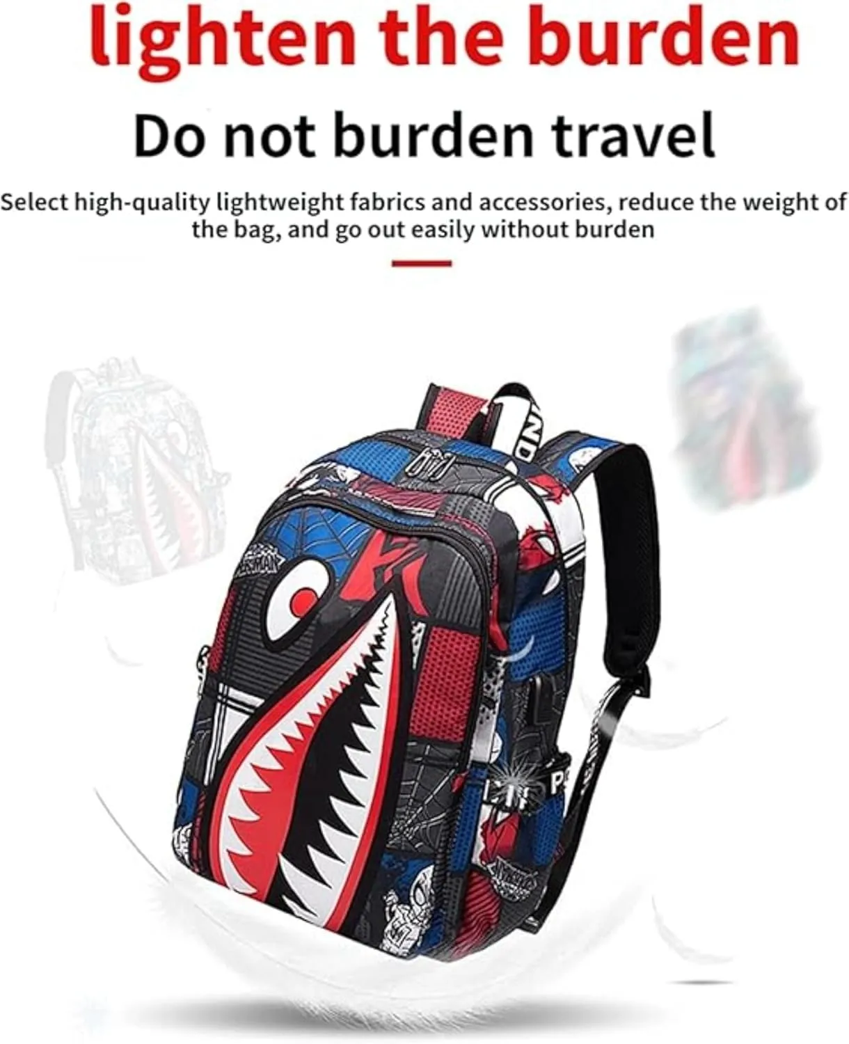 Boys Girls Teenager Laptop Backpack Casual Waterproof Laptop Backpack with USB (Printed Blue,One size)