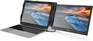 BQAA 13.3'' P1 Plus Portable Dual Monitor for Laptop, Laptop Screen Extender Dual Monitor Extender, FHD 1080P IPS Mobile Display 2 Type-C/HDMI for Windows Mac 13.3''-16.5'' Notebook Computer