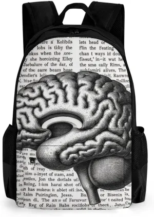 Brain Structure Backpack Polyester Anti-Theft Multipurpose Bookbag Large Capacity Laptop Book Bag Rucksack With Side Pockets