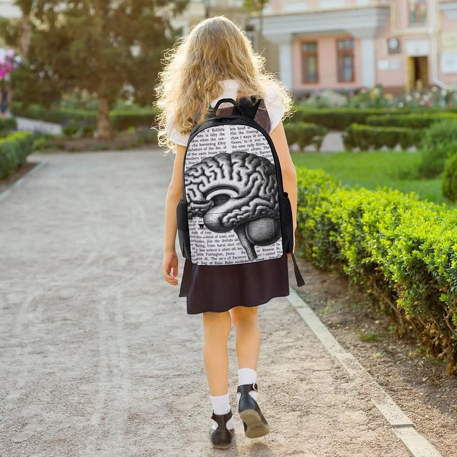 Brain Structure Backpack Polyester Anti-Theft Multipurpose Bookbag Large Capacity Laptop Book Bag Rucksack With Side Pockets