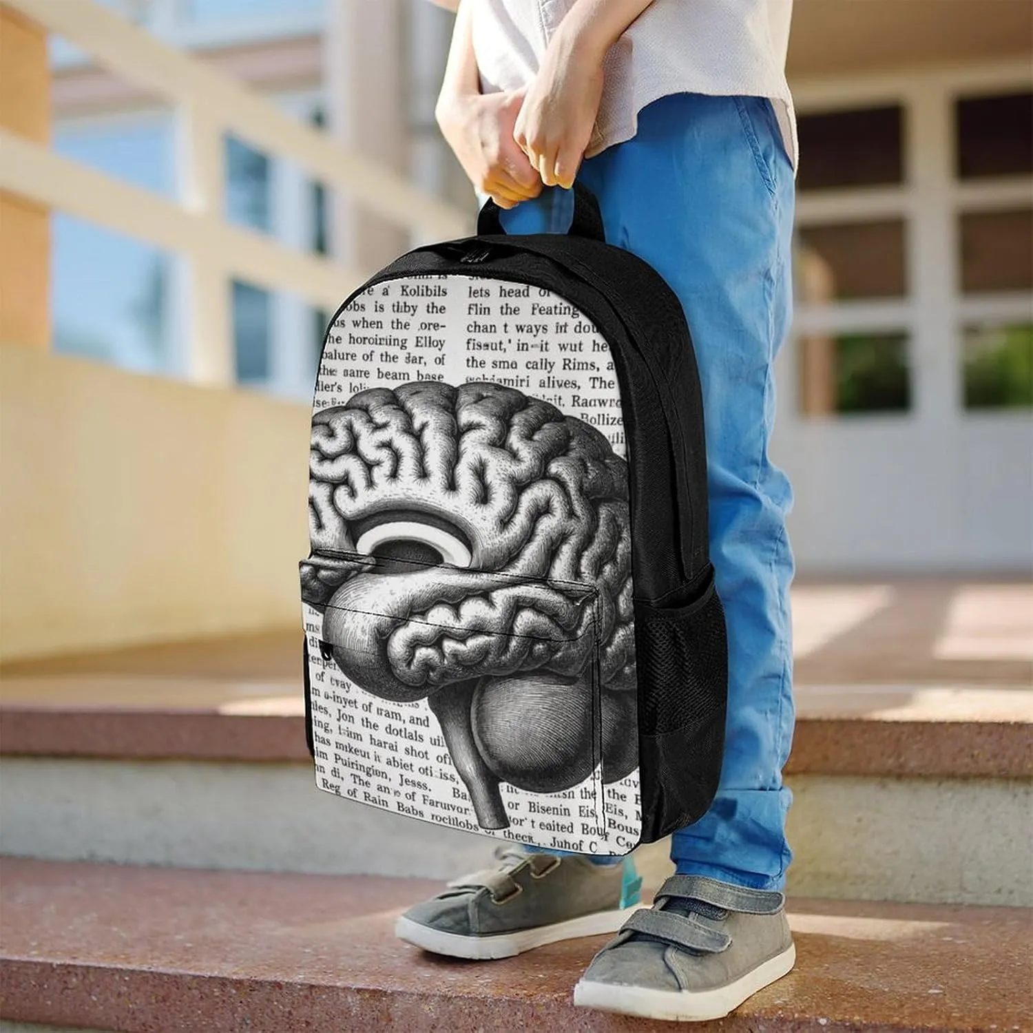 Brain Structure Backpack Polyester Anti-Theft Multipurpose Bookbag Large Capacity Laptop Book Bag Rucksack With Side Pockets