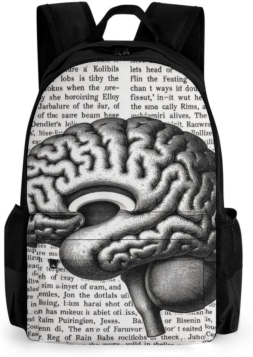 Brain Structure Backpack Polyester Anti-Theft Multipurpose Bookbag Large Capacity Laptop Book Bag Rucksack With Side Pockets