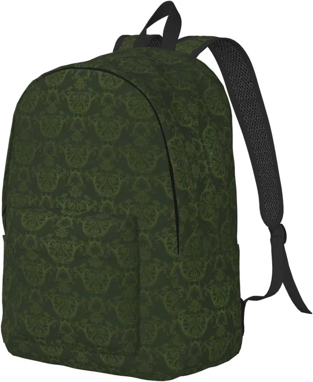 BREAUX Hunter Green Floral Petals Pattern Canvas Casual Lightweight Duffel Bag, Fashion Duffel Bag, Casual Daypack, Unisex Travel Backpack