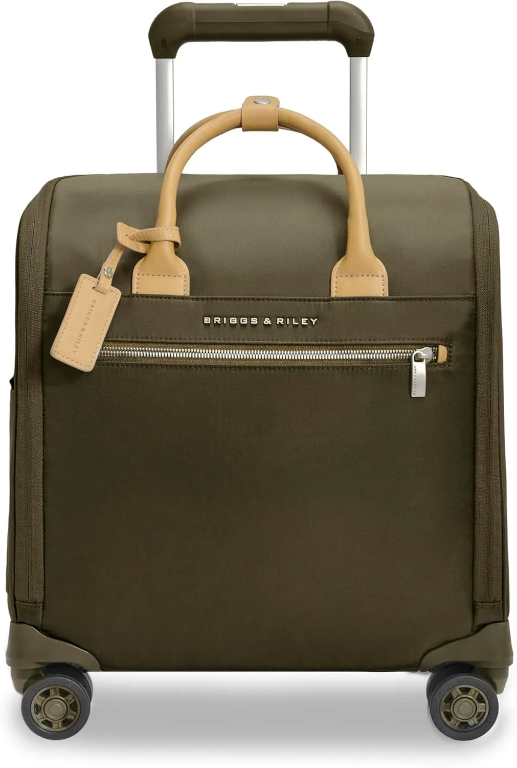 Briggs & Riley Wheeled Cabin Bag - Carry On Luggage for Travel, Suitcases with Wheels, Softside Rolling Bag for Men & Women, Interlocking Handle, Fits up to 13" Laptop - Rhapsody Collection, Olive