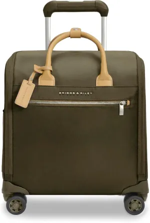Briggs & Riley Wheeled Cabin Bag - Carry On Luggage for Travel, Suitcases with Wheels, Softside Rolling Bag for Men & Women, Interlocking Handle, Fits up to 13" Laptop - Rhapsody Collection, Olive