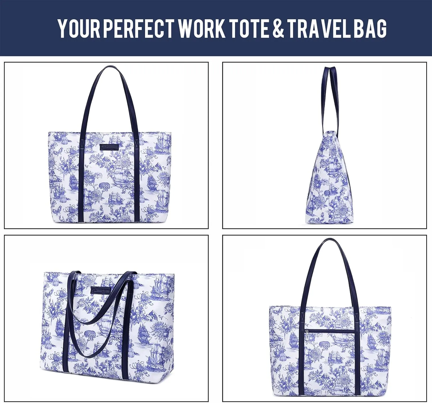 BUG Lightweight Women Laptop Tote Bag for Work, Casual Handbag for Travel Beach College Teacher