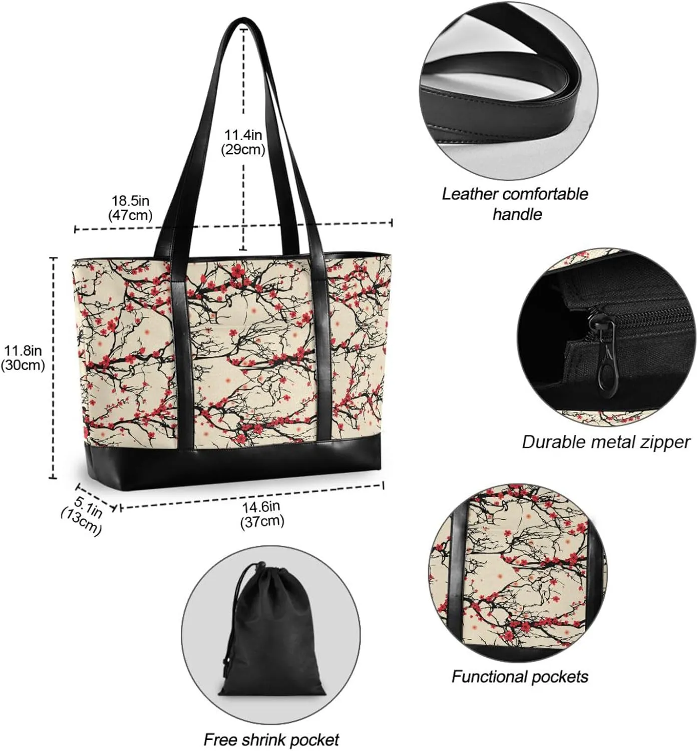 Butterflies Laptop Tote Bag for Women Travel Work Bag Handbags Purse Canvas Teacher Tote Bags with Zipper