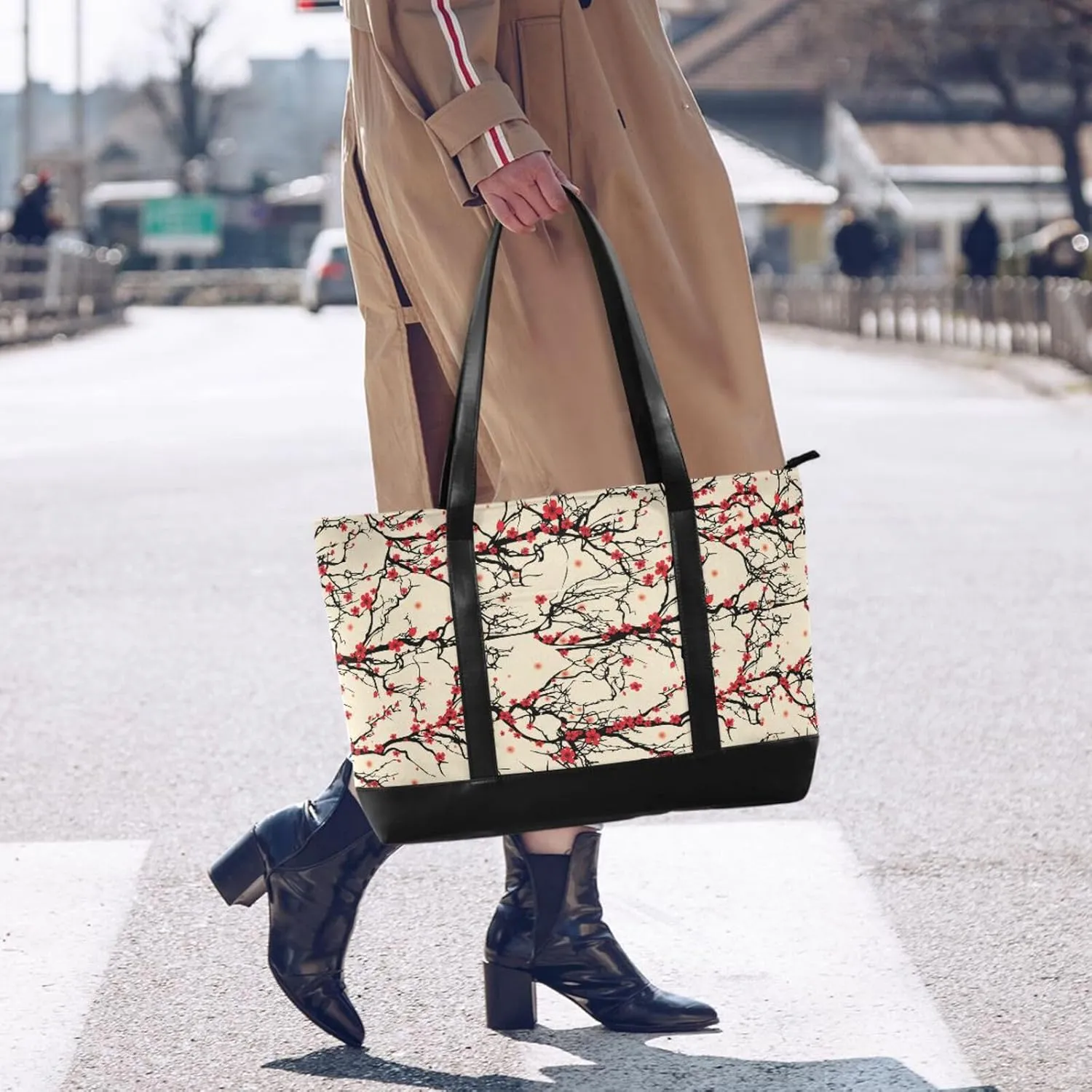 Butterflies Laptop Tote Bag for Women Travel Work Bag Handbags Purse Canvas Teacher Tote Bags with Zipper