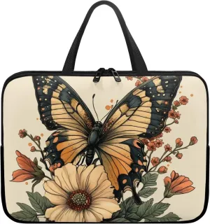 Butterfly Slim Laptop Case for Professional Use Floral Laptop Bag Sleeve for Teens School Lightweight Laptop Handbag for Daily Office Use Anti-Scratch Notebook Briefcase