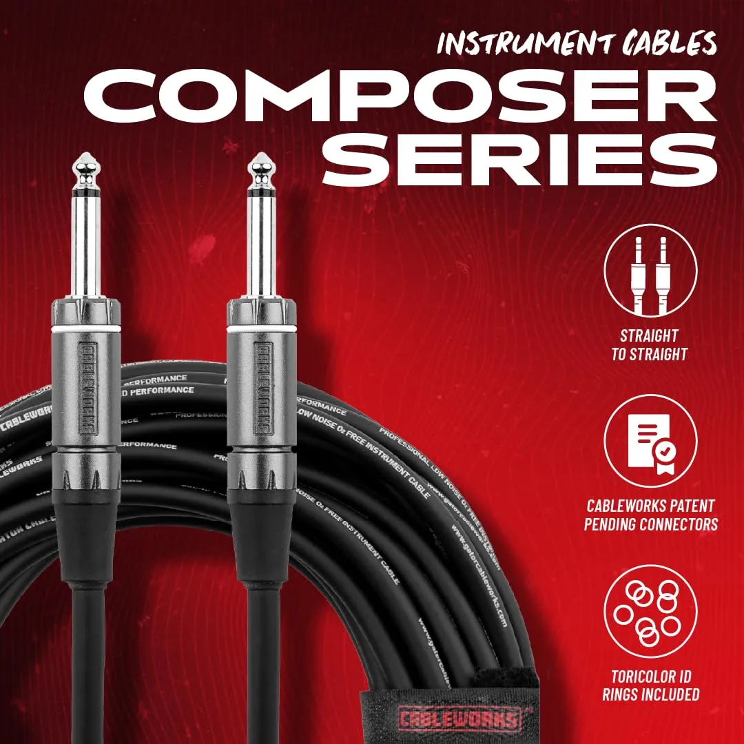 by Gator Cases Composer Series Deluxe 10 Foot Straight to Straight Guitar Instrument Cable, (GCWC-INS-10)