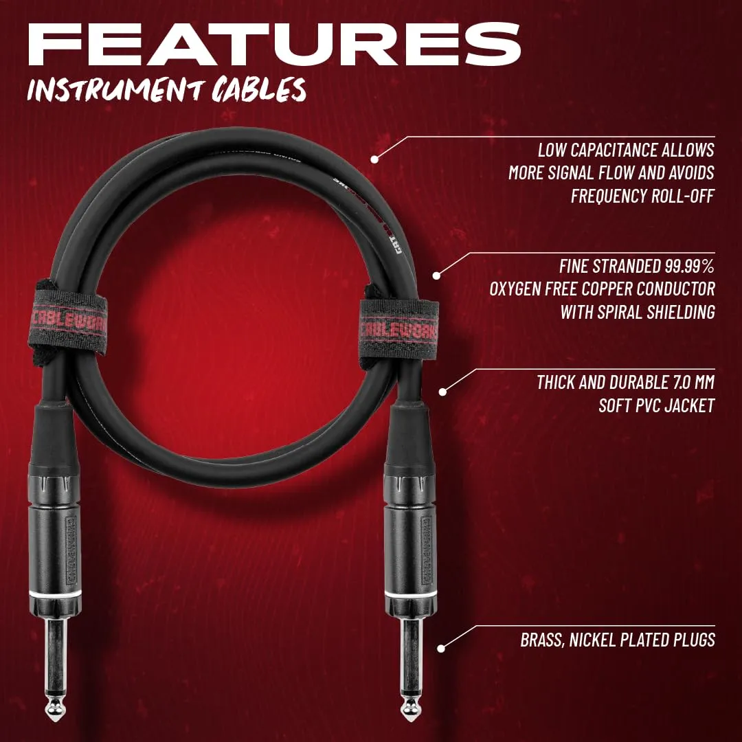 by Gator Cases Composer Series Deluxe 10 Foot Straight to Straight Guitar Instrument Cable, (GCWC-INS-10)