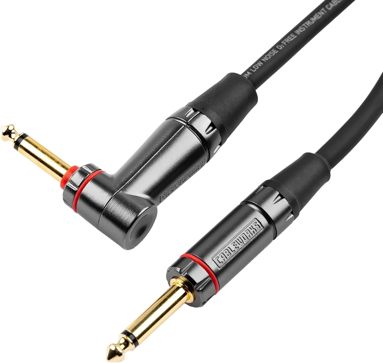 by Gator Cases Headliner Series Premium 10 Foot Straight to Right Angle Guitar Instrument Cable with Quiet Switch Technology, (GCWH-INS-10RAQT)