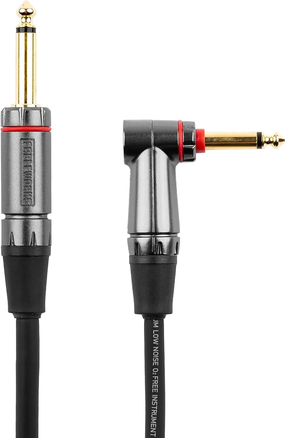 by Gator Cases Headliner Series Premium 10 Foot Straight to Right Angle Guitar Instrument Cable with Quiet Switch Technology, (GCWH-INS-10RAQT)