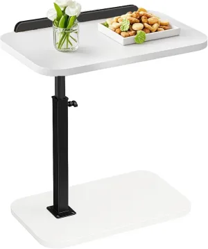 C Table End Table Adjustable Height,Laptop Table for Couch、Bed、Reading Nook,C Shaped End Table,360°Swivel TV Tray Table,Couch Tables That Slide Under,Coffee Side-White