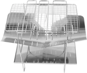 Camping Grills, Stainless Steel Portable Foldable Campfire Charcoal BBQ Grill, Lightweight Fire Pit/#3