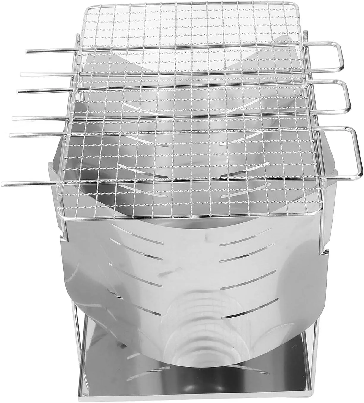Camping Grills, Stainless Steel Portable Foldable Campfire Charcoal BBQ Grill, Lightweight Fire Pit/#3