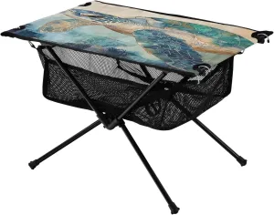 Camping Table Lightweight Portable Folding Table with Mesh Storage Net Blue Turtle Ideal for Camping Hiking Beach Picnic Travel Backyard