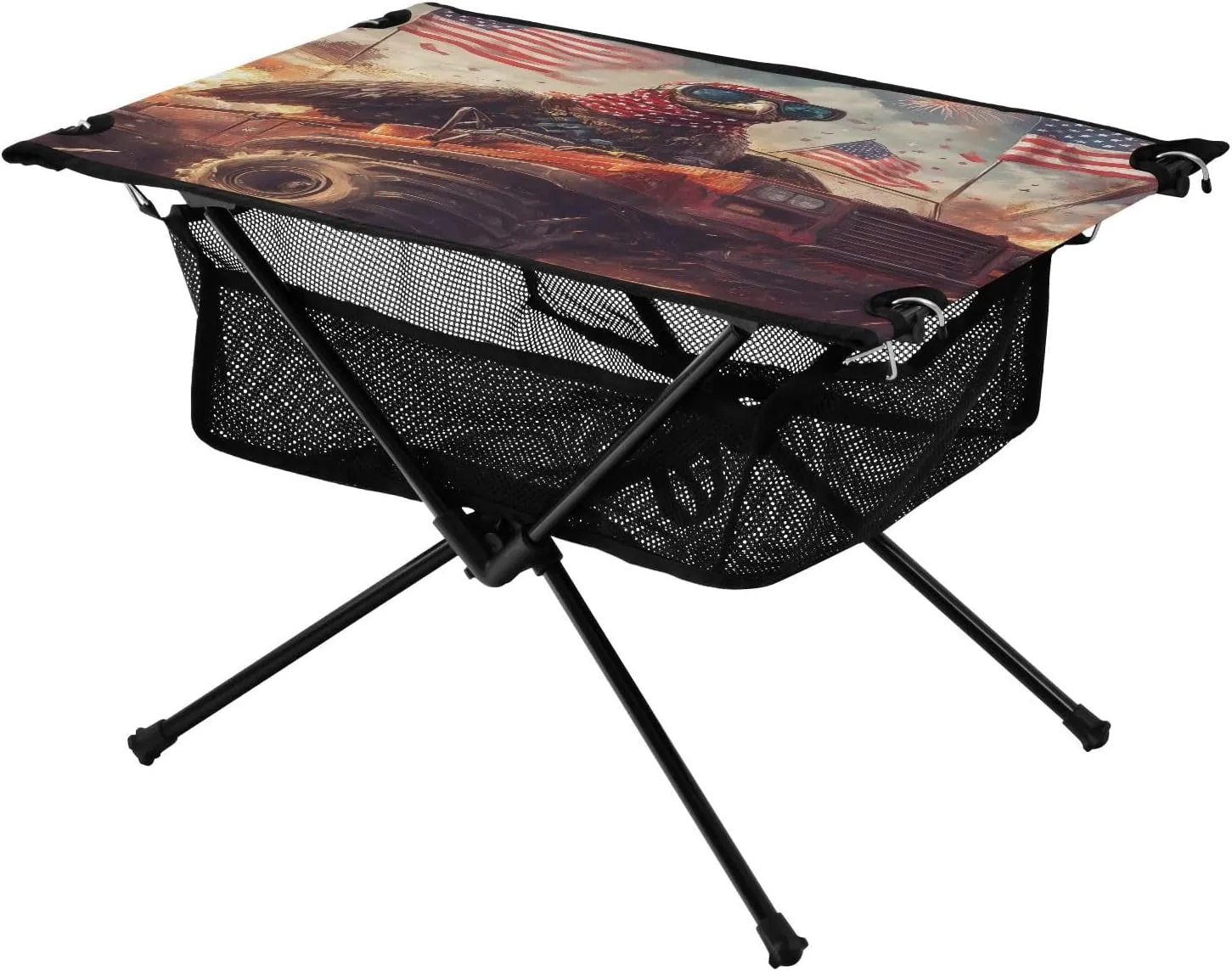 Camping Table Lightweight Portable Folding Table with Mesh Storage Net Eagle Vulture Car Ideal for Camping Hiking Beach Picnic Travel Backyard