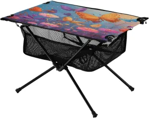 Camping Table Lightweight Portable Folding Table with Mesh Storage Net Flower Calendula Butterfly Ideal for Camping Hiking Beach Picnic Travel Backyard