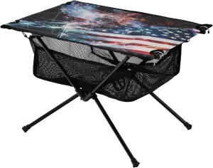 Camping Table Lightweight Portable Folding Table with Mesh Storage Net Futurism USA Flag Ideal for Camping Hiking Beach Picnic Travel Backyard