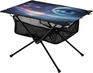 Camping Table Lightweight Portable Folding Table with Mesh Storage Net Galaxy Starry Sky Eye Ideal for Camping Hiking Beach Picnic Travel Backyard