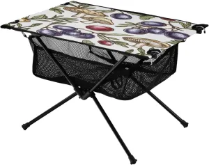 Camping Table Lightweight Portable Folding Table with Mesh Storage Net Mushroom Olives Ideal for Camping Hiking Beach Picnic Travel Backyard