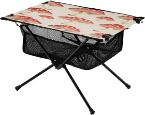 Camping Table Lightweight Portable Folding Table with Mesh Storage Net Red Mushroom White Dot Ideal for Camping Hiking Beach Picnic Travel Backyard