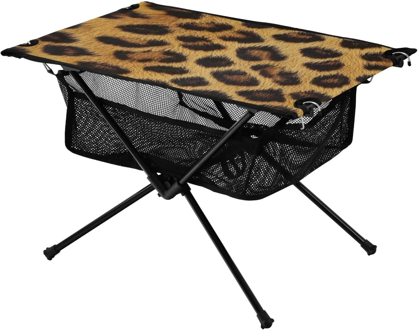 Camping Table Lightweight Portable Folding Table with Mesh Storage Net Skin Tiger Ideal for Camping Hiking Beach Picnic Travel Backyard