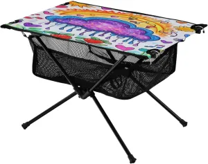 Camping Table Lightweight Portable Folding Table with Mesh Storage Net Star Moon Purple Cloud Ideal for Camping Hiking Beach Picnic Travel Backyard