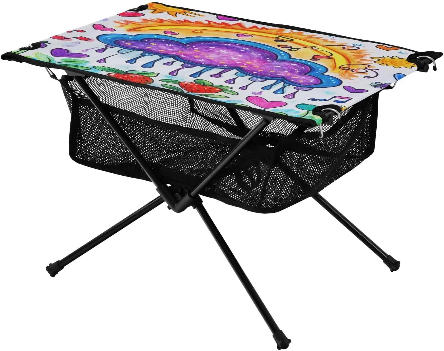 Camping Table Lightweight Portable Folding Table with Mesh Storage Net Star Moon Purple Cloud Ideal for Camping Hiking Beach Picnic Travel Backyard