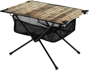 Camping Table Lightweight Portable Folding Table with Mesh Storage Net Wood Grain Bamboo Ideal for Camping Hiking Beach Picnic Travel Backyard