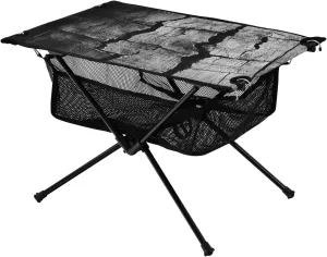 Camping Table Lightweight Portable Folding Table with Mesh Storage Net Wood Grain Crack Ideal for Camping Hiking Beach Picnic Travel Backyard